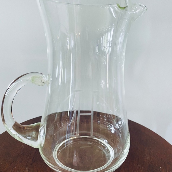 Vintage Clear glass pitcher with an etched “H” Monogram, Vintage Glass Pitcher - Picture 1 of 7
